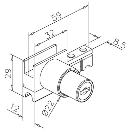 Serrure de porte en verre avec cylindre de pression pour systèmes de vitrines Chanice